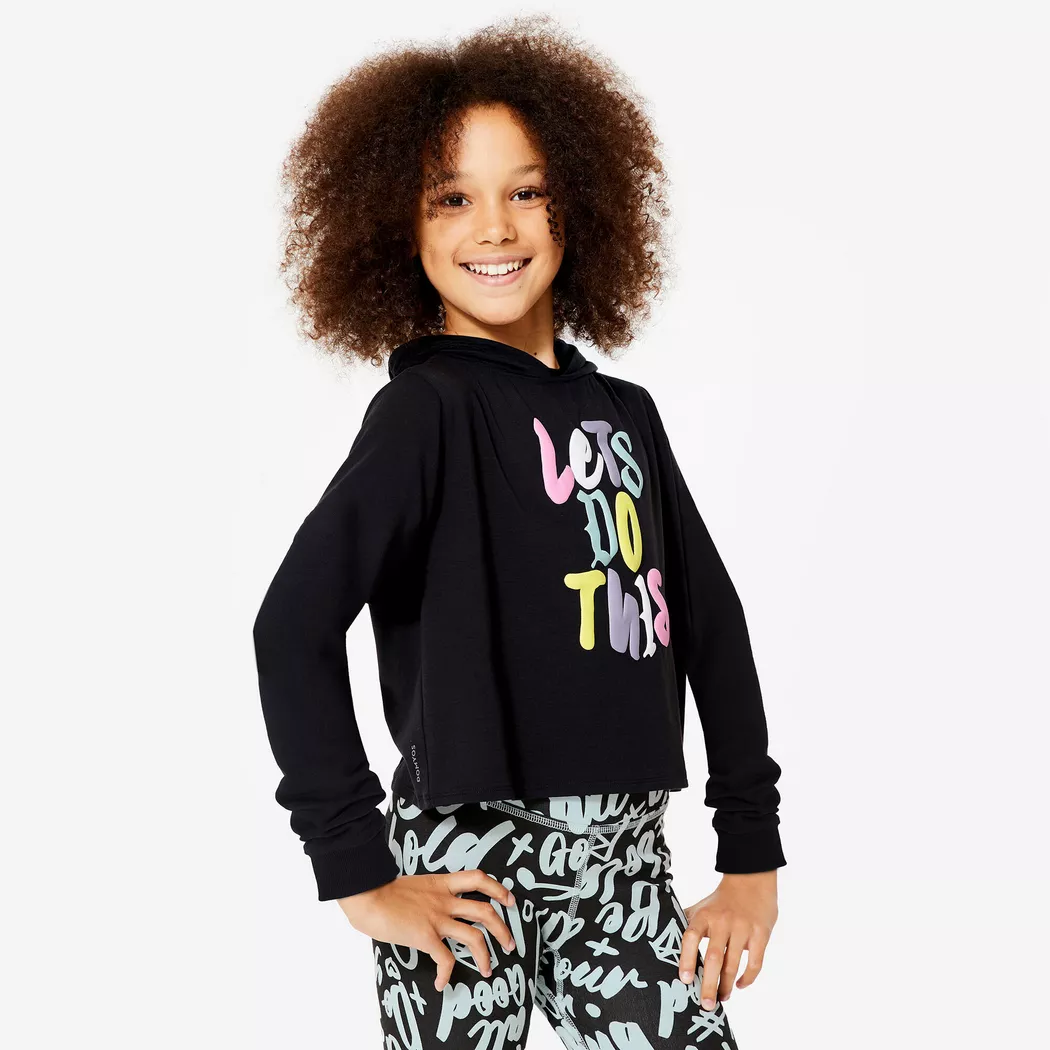 DOMYOS - Tanz-Sweatshirt Crop Top mit Kapuze, 5-6A, Multicolor