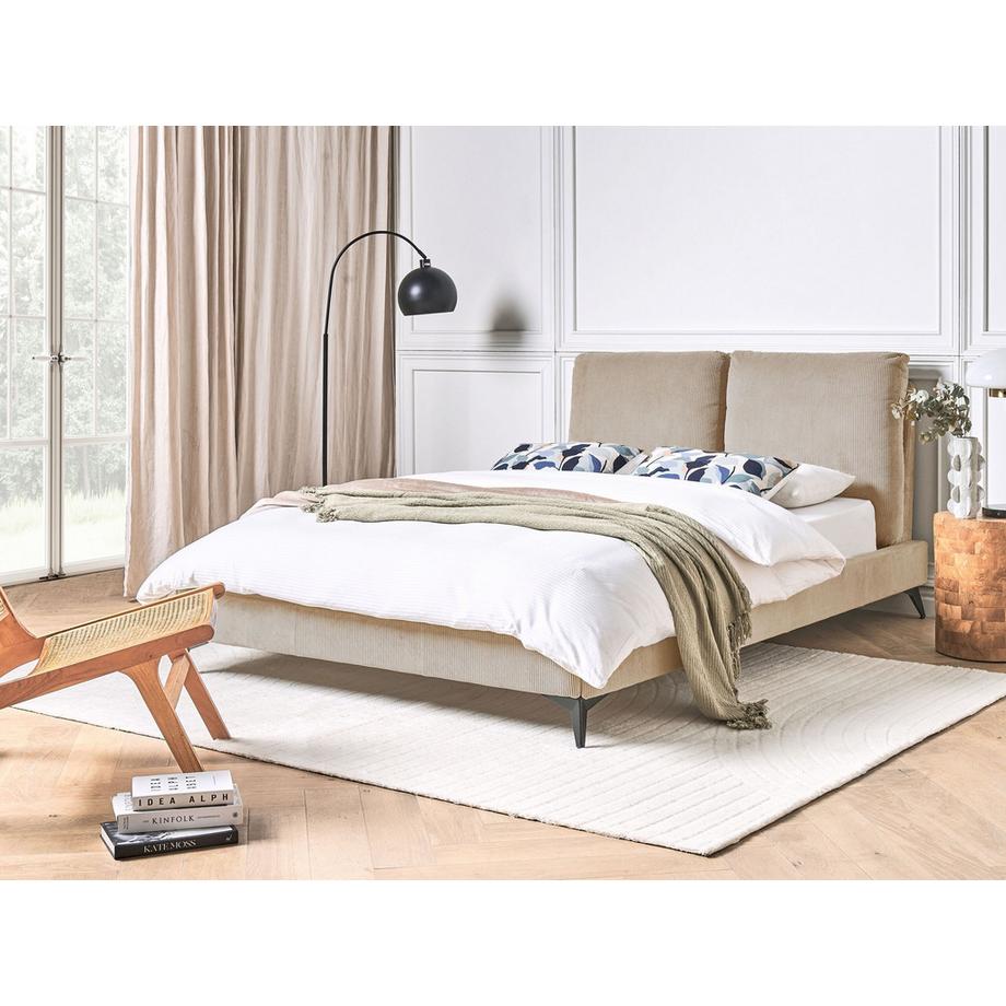 Beliani Letto en Velluto a coste Scandinavo MELLE  