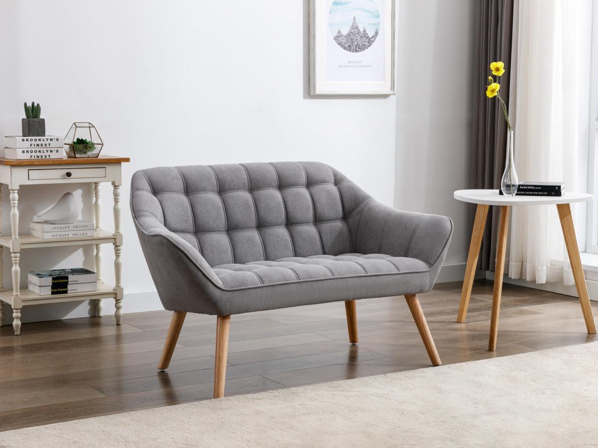 Vente-unique Sofa 2-Sitzer - Stoff - Grau - CASERTA  