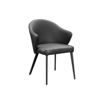 Chaise avec accoudoirs en cuir et acier - Noir - MIBELLY de Maison Céphy