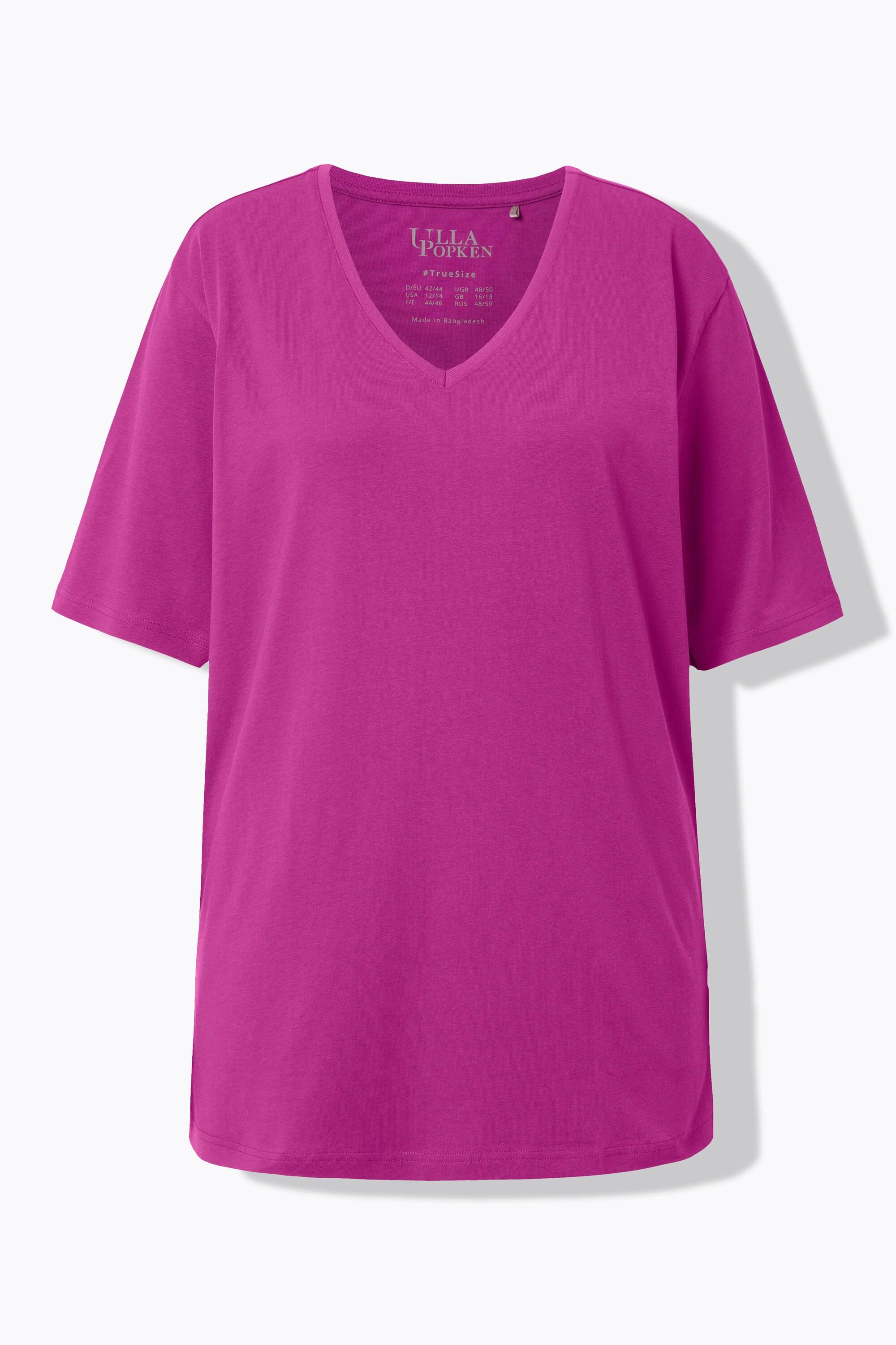 Ulla Popken  T-shirt dalle linee morbide con scollo a V e mezze maniche 