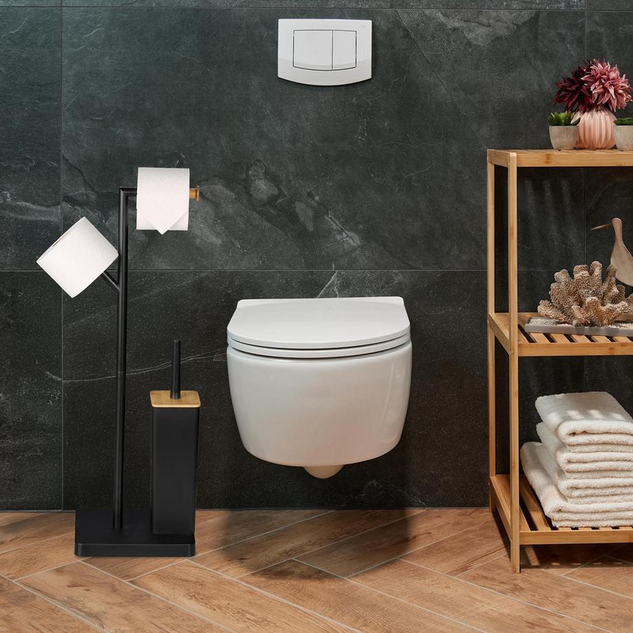 Northix Ensemble porte-rouleau de papier toilette et brosse  