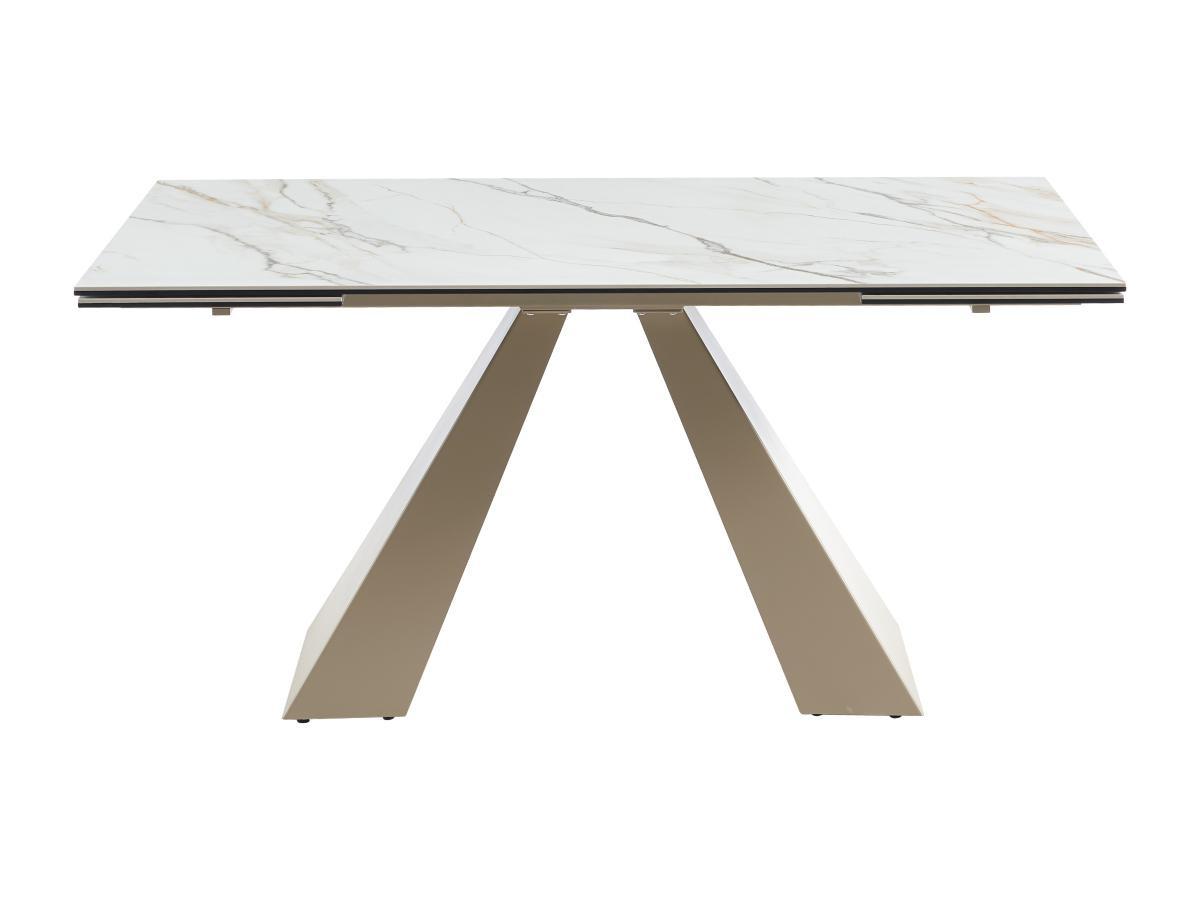 Maison Céphy Table à manger extensible 6 à 10 personnes en verre trempé, céramique et métal - Effet marbre blanc et beige - LOZIPA de Maison Céphy  