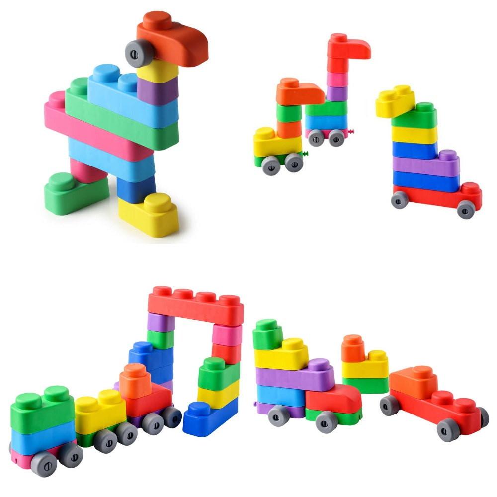 Montessori  15 blocs souples et 12 roues - Jouets Montessori, jouets éducatifs 