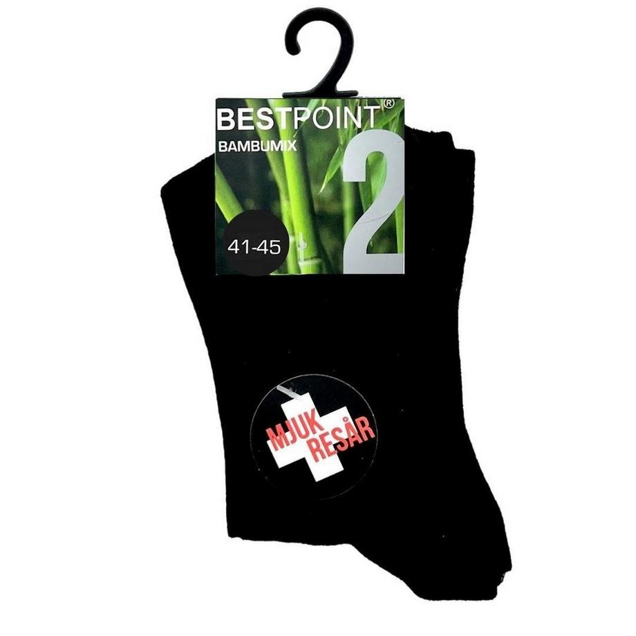 Bestpoint Bambus Socken Schwarz 2er-Pack Grösse 41-45  