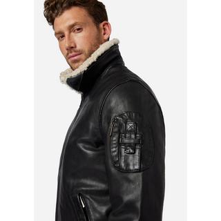 RICANO  Giacca in pelle da uomo M-Bomber - Giubbotto bomber con colletto in pelle di pecora 