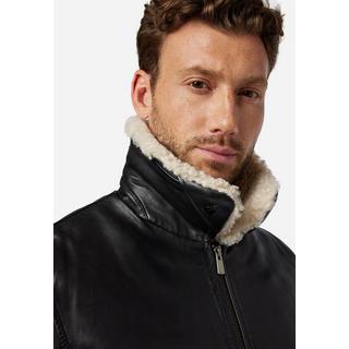 RICANO  Giacca in pelle da uomo M-Bomber - Giubbotto bomber con colletto in pelle di pecora 