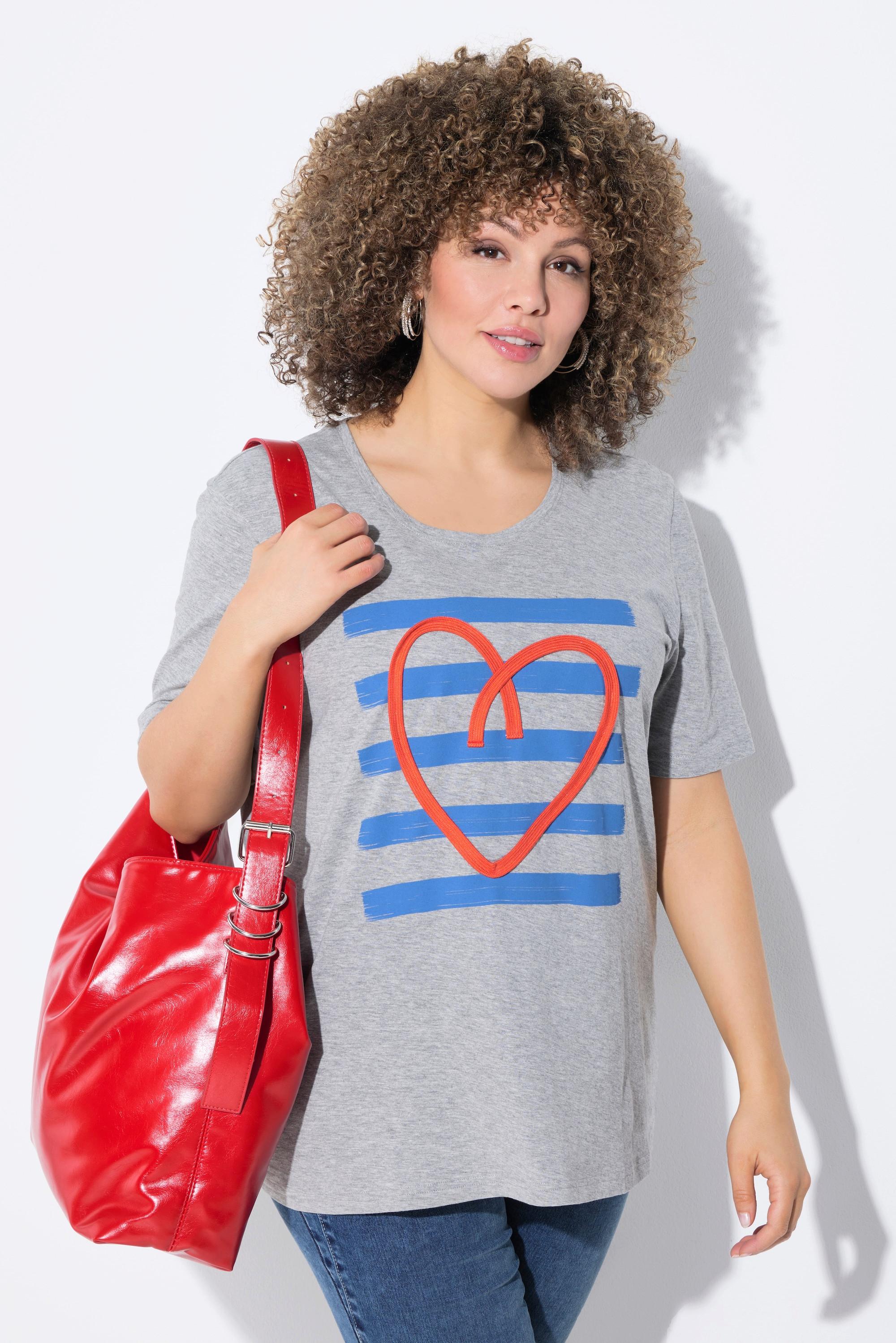 Ulla Popken T-Shirt Classic Cuore Cordino Girocollo Mezze Maniche  
