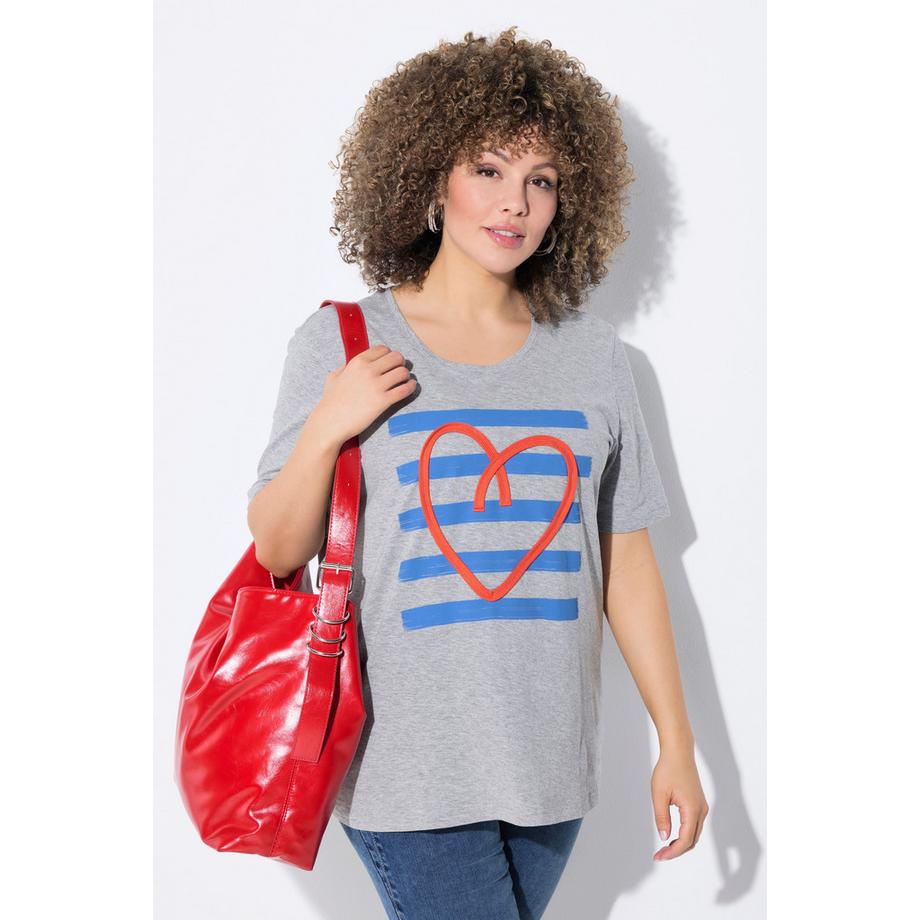 Ulla Popken Classic Kordel Herz Rundhals Halbarm T-Shirt  