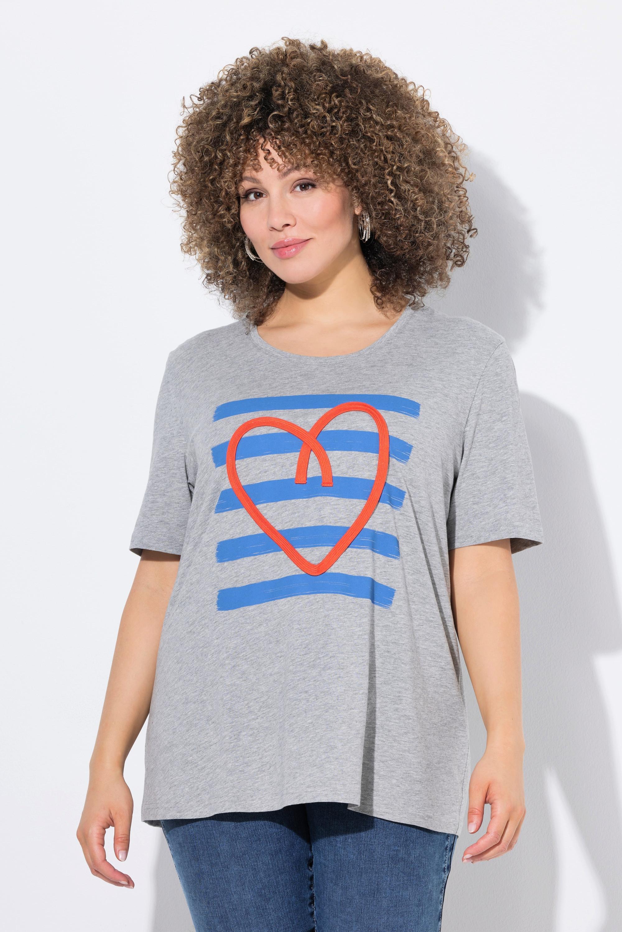 Ulla Popken T-Shirt Classic Cuore Cordino Girocollo Mezze Maniche  