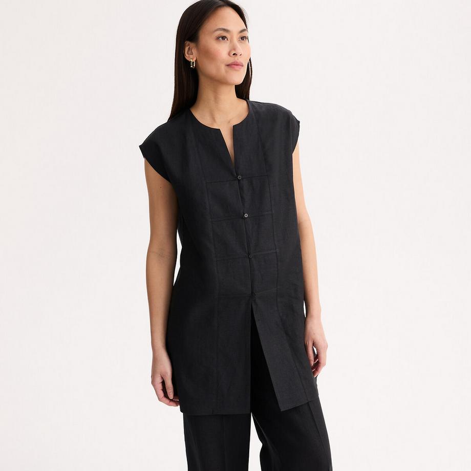 La Redoute Collections Tunica Maniche Corte Lino Collo Tunisino  
