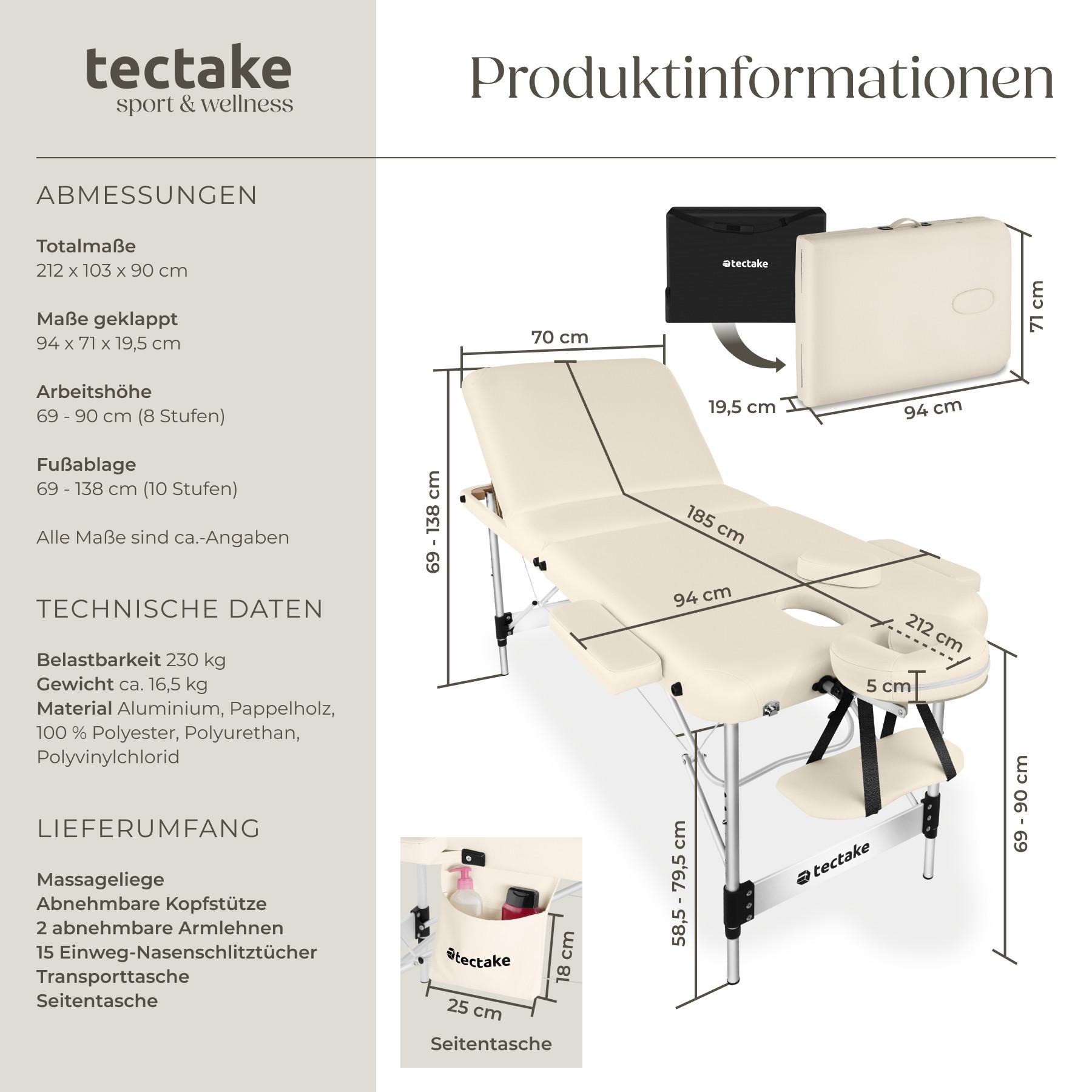 Tectake Table de massage pliable PHUKET  