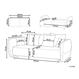 Beliani Schlafsofa aus Samtstoff Modern VALLANES  