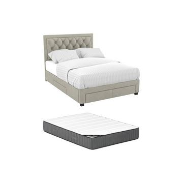 Polsterbett mit Schubladen + Matratze - 160 x 200 cm - Samt - - LEOPOLD