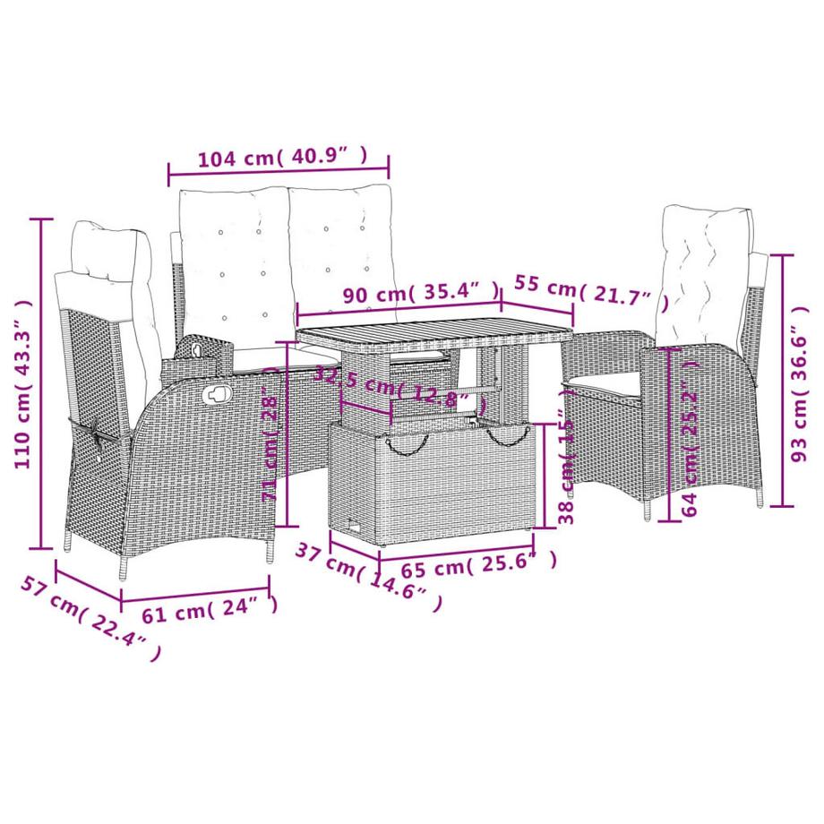 VidaXL Garten essgruppe poly-rattan  