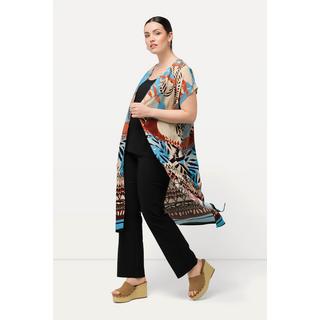 Ulla Popken  Blusa dal taglio lungo, smanicato e oversize con palme e scollo rotondo 