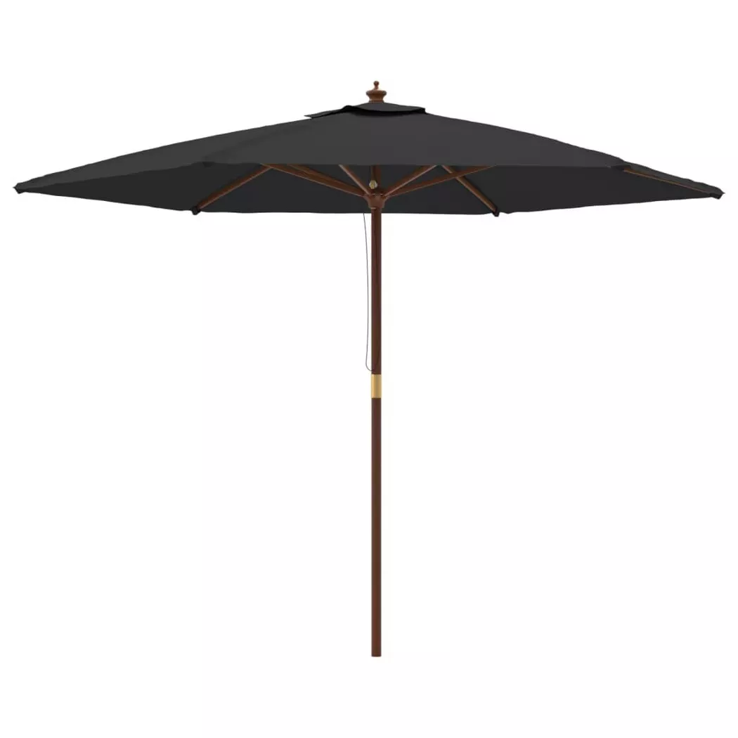 vidaXL Sonnenschirm mit Holzmast Schwarz 299x240 cm