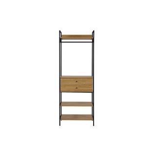 Vente-unique Guardaroba 2 cassetti 3 scaffali e 1 bastone appendiabiti Colore Rovere e Nero TAPORA  