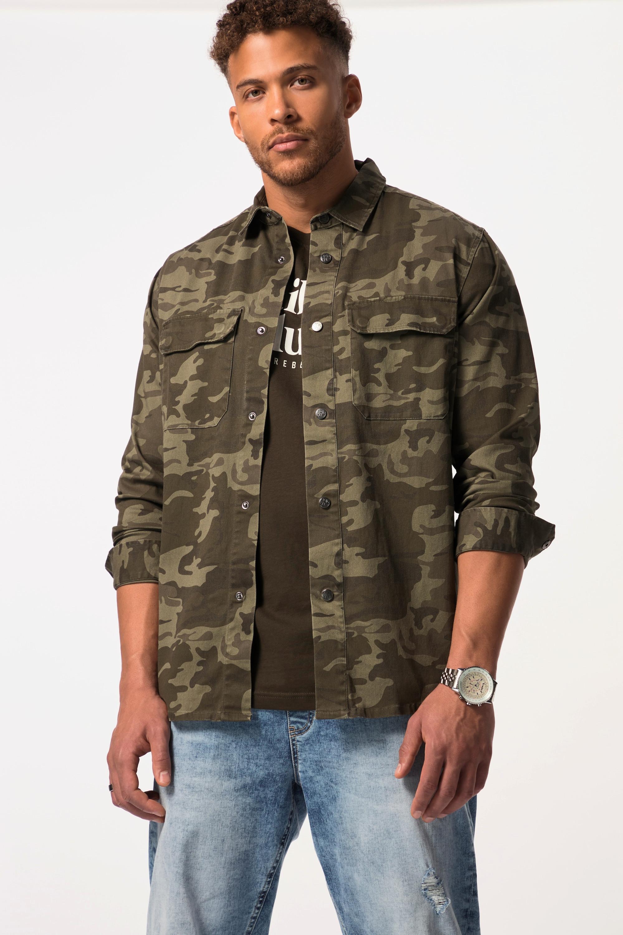 Sthuge  Veste chemisier avec technologie FLEXLASTIC®, motif camouflage et col kent. Jusqu'au 8 XL 