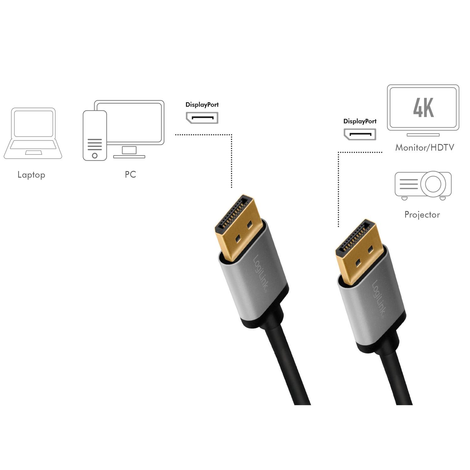 LogiLink  Cavo DisplayPort 4K/60Hz Alluminio 1m 