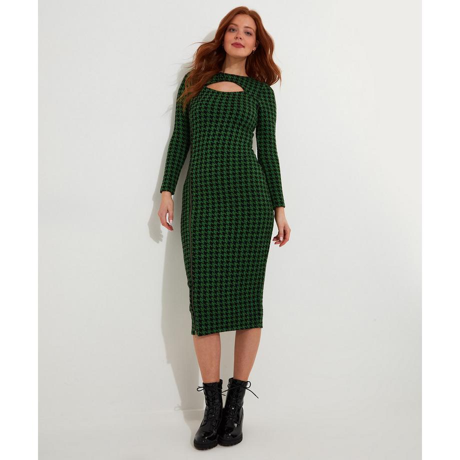 Jacquard-Bodycon-Kleid mit Reißverschluss vorne