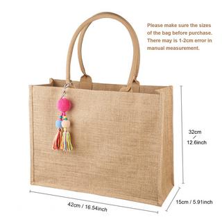 Only-bags.store  Jute Tasche Shopper, große Jute Tasche Strand Tasche faltbar wasserdicht Einkaufstaschen Handtasche für Picknick Reisen Einkaufen Strand und Alltag 