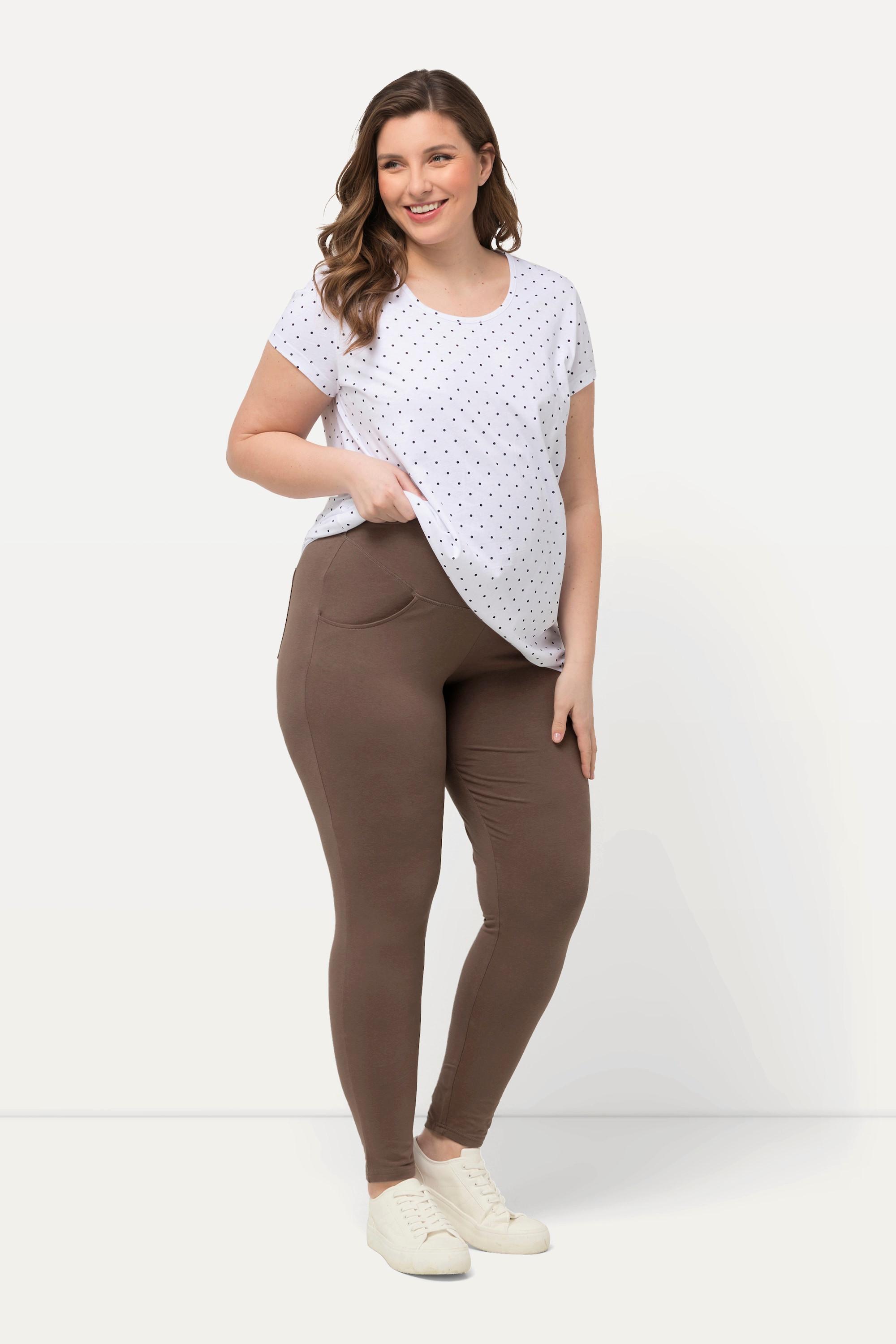 Ulla Popken  Leggings Bellieva in cotone biologico GOTS con taglio aderente e alta fascia elastica 