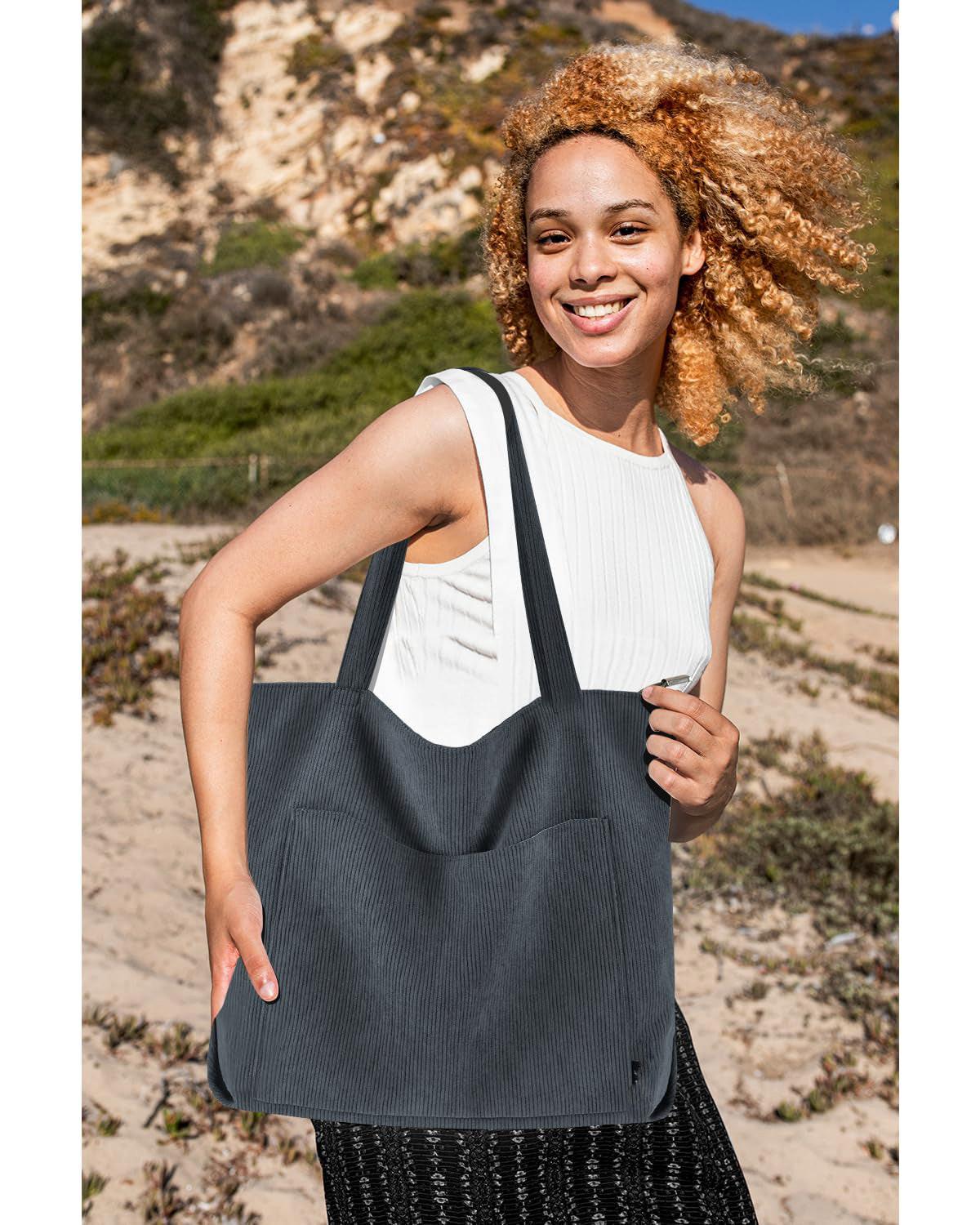 Only-bags.store Cord Tasche Reissverschluss Umhängetasche Gross Shopper Tote Bag Handtasche  