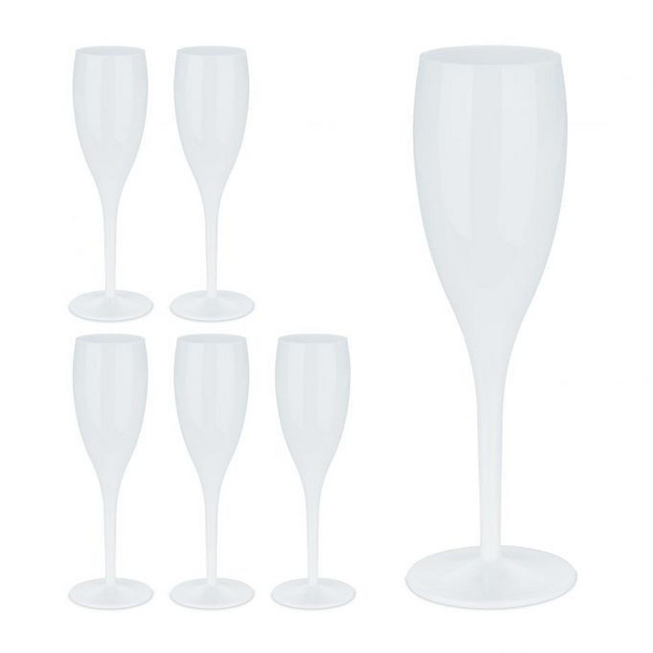 Verres à champagne en plastique, lot de 6