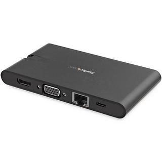 STARTECH.COM  Adaptateur Multiport USB-C - Mini Dock USB Type C avec 4k HDMI ou 1080p VGA - 100W Power Delivery Passthrough, Hub 3x USB 3.0, GbE, SD & MicroSD - Station d'Accueil PC Portable 