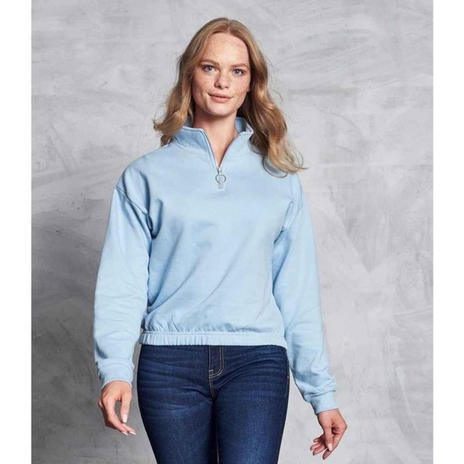 AWDis Kurz geschnittenes Sweatshirt mit halbem Reissverschluss  