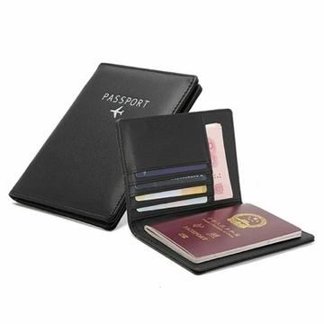 Porte-passeport en cuir PU, Noir