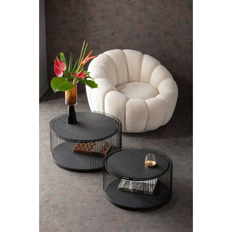 KARE Design Couchtisch Wire Double Wood (2er-Set)  