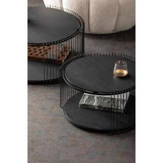 KARE Design Table basse Wire Double Wood noir (lot de 2)  