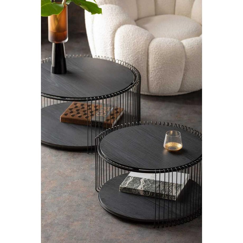 KARE Design Couchtisch Wire Double Wood (2er-Set)  