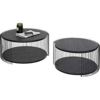 KARE Design Table basse Wire Double Wood noir (lot de 2)  