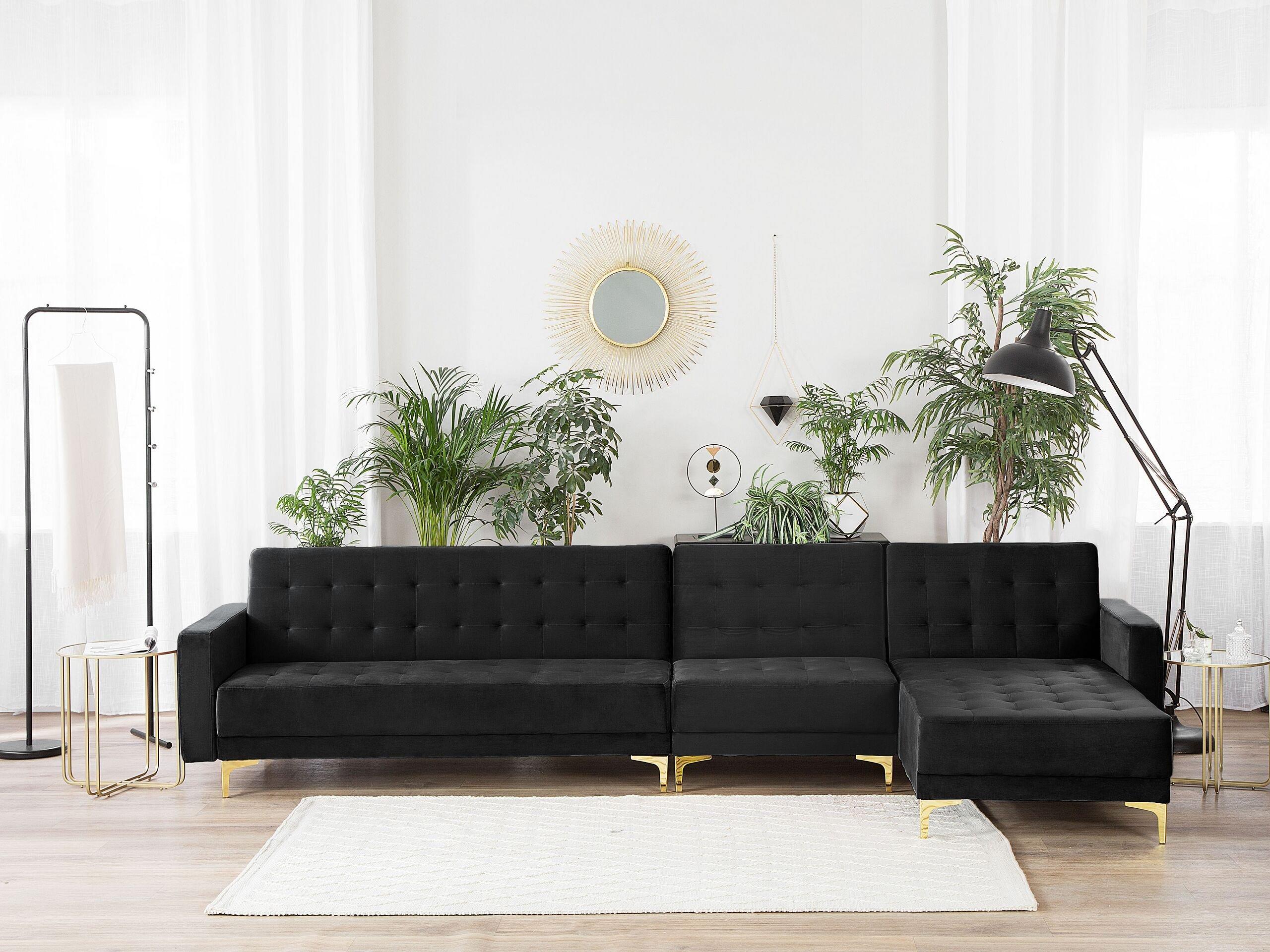 Beliani Ecksofa aus Samtstoff Modern ABERDEEN  