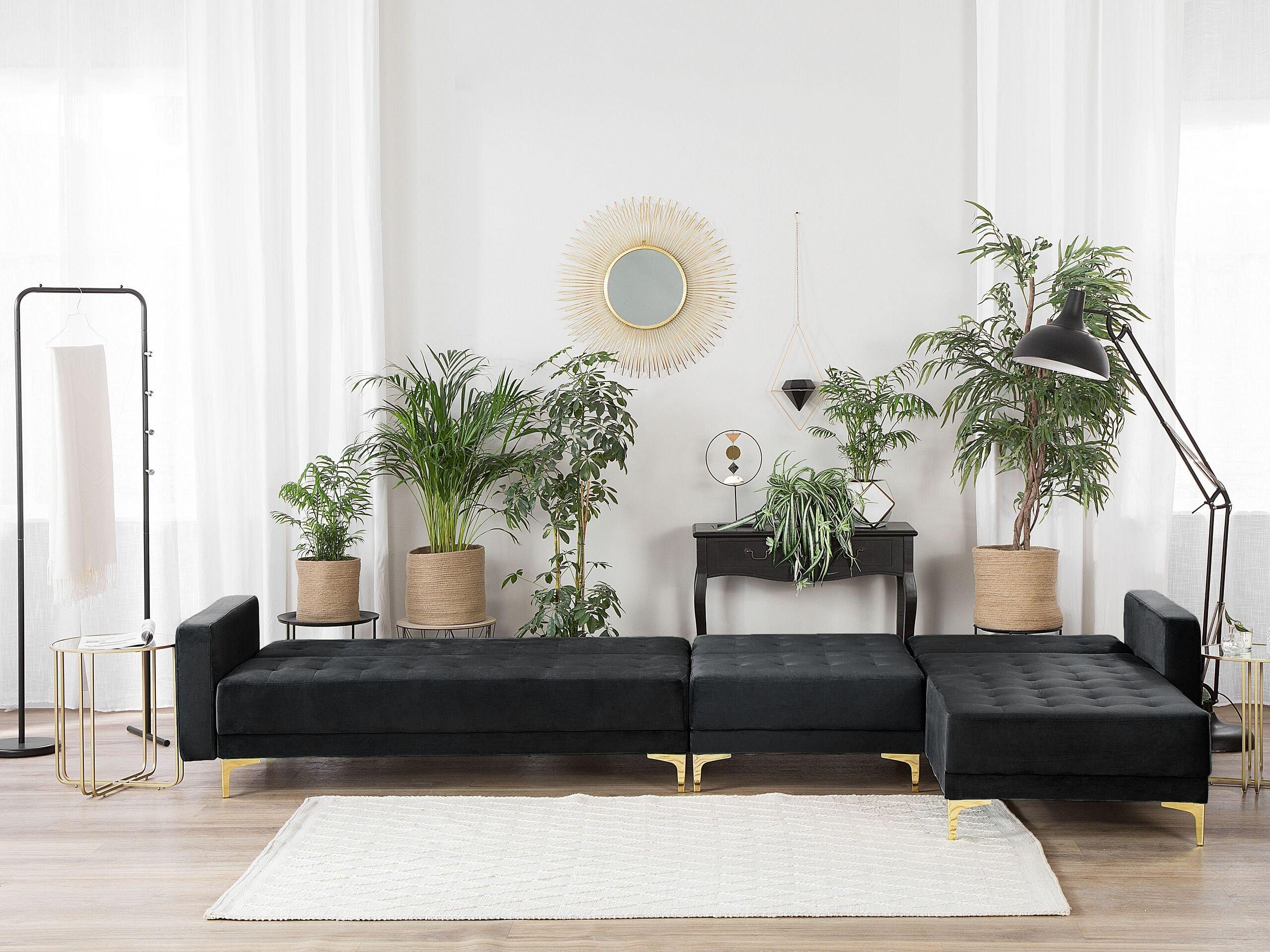 Beliani Ecksofa aus Samtstoff Modern ABERDEEN  