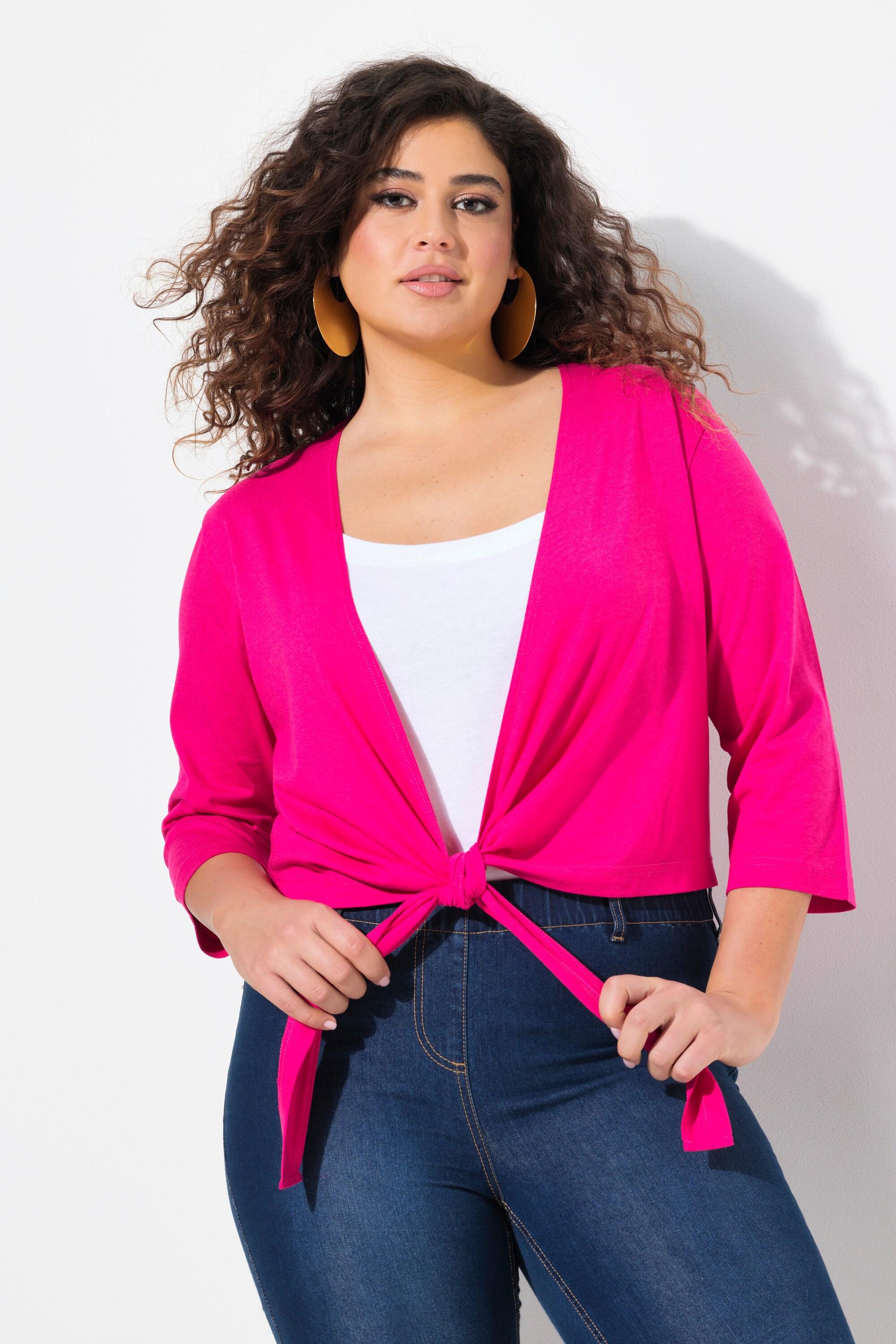 Ulla Popken Jersey Bolero kurze Jacke 3/4-Arm Saumknoten  