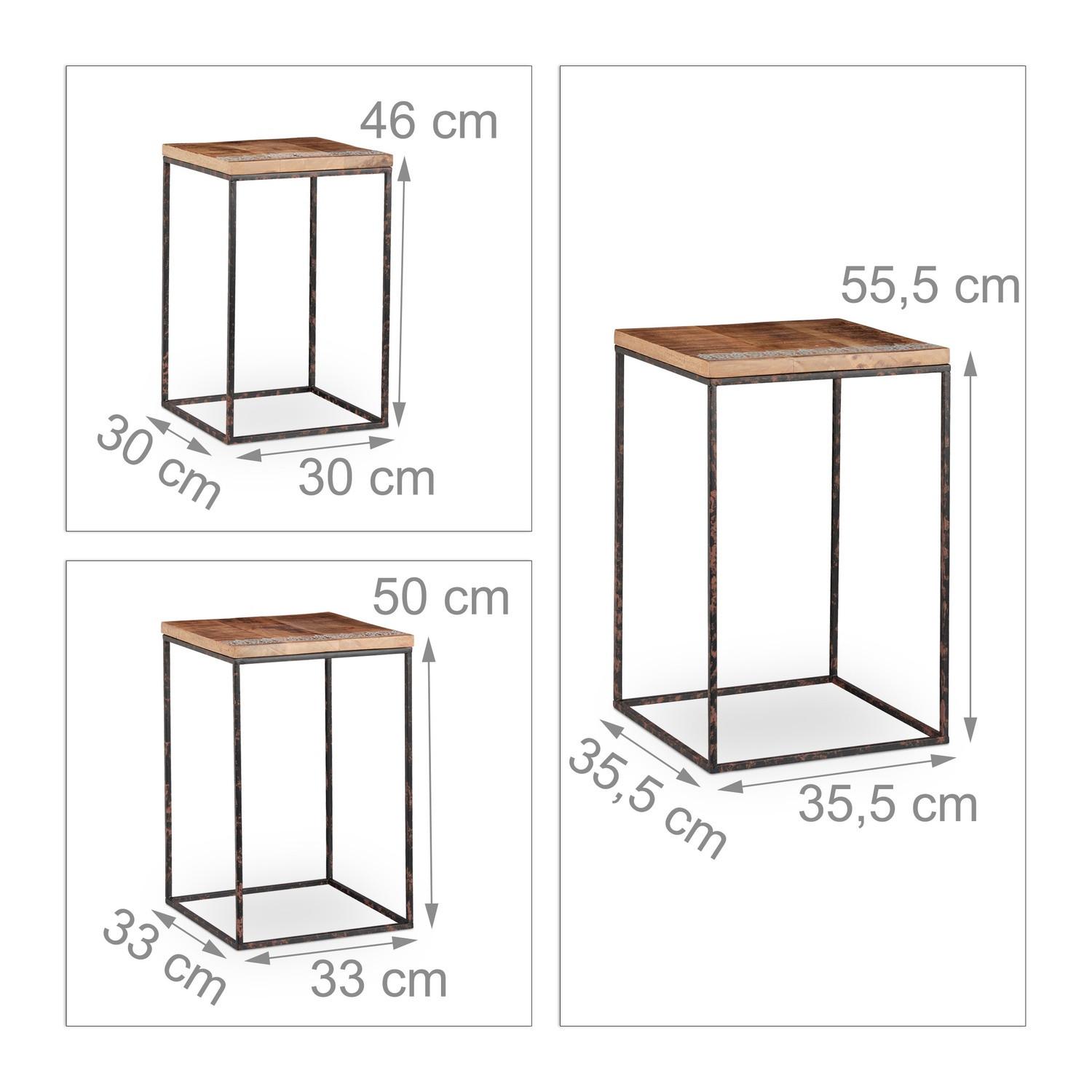 B2X Set de table 3 pièces en bois de manguier  