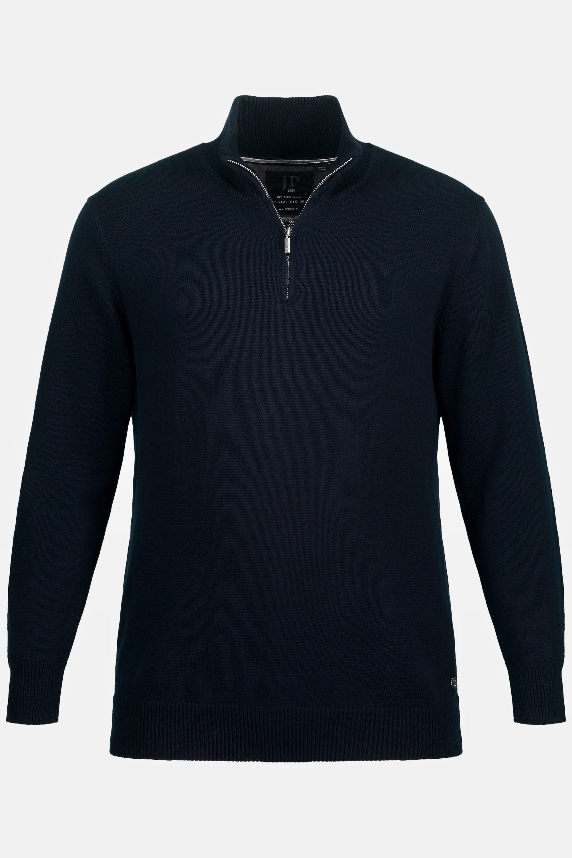 JP1880  Maglione polo con collo alto, zip e maniche lunghe 