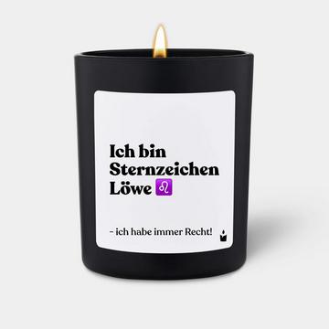 Bougie parfumée Woody Ich bin Sternzeichen Löwe - ich habe immer Recht!