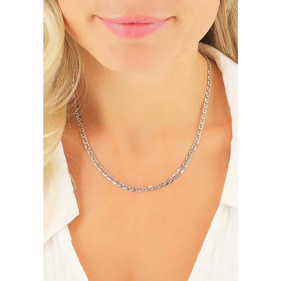 MUAU Schmuck  Collier gourmette de bà¢ton or blanc 750, 3.9mm, 45cm 