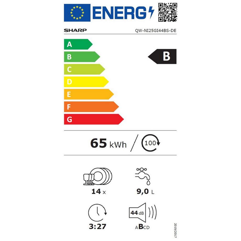 SHARP Lave-vaisselle encastrable entièrement intégré QW-NI25GI44BS-CH  