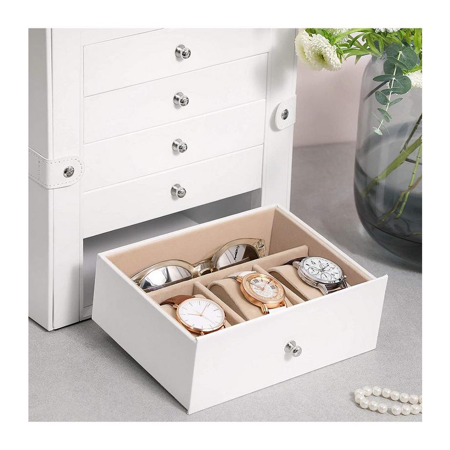 Calicosy  6-stöckiges Schmuckkästchen mit Spiegel, Schloss und Samtfutter 