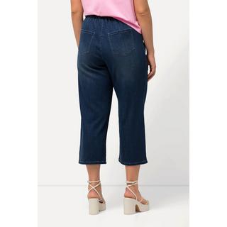 Ulla Popken  Culottes modello Rose con lyocell, effetto denim, taglio della gamba ampio e cintura elastica 