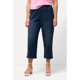 Ulla Popken  Culottes modello Rose con lyocell, effetto denim, taglio della gamba ampio e cintura elastica 