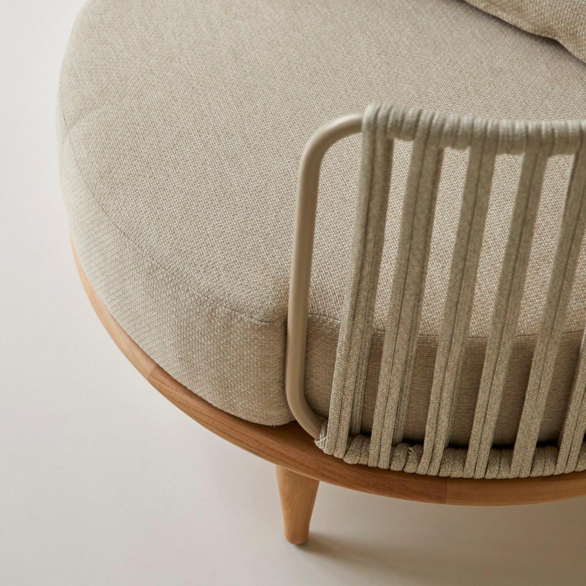 Tikamoon Fauteuil en teck massif et tissu Ezra  