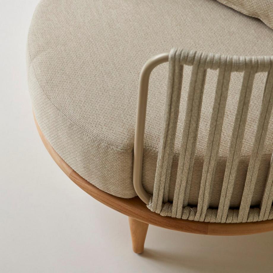 Tikamoon Sessel aus massivem Teakholz und Stoff Ezra  