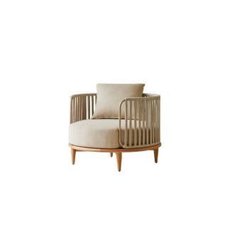 Tikamoon Fauteuil en teck massif et tissu Ezra  